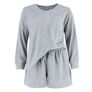 CTM Women's Waffle Knit V Neck Pajama Set